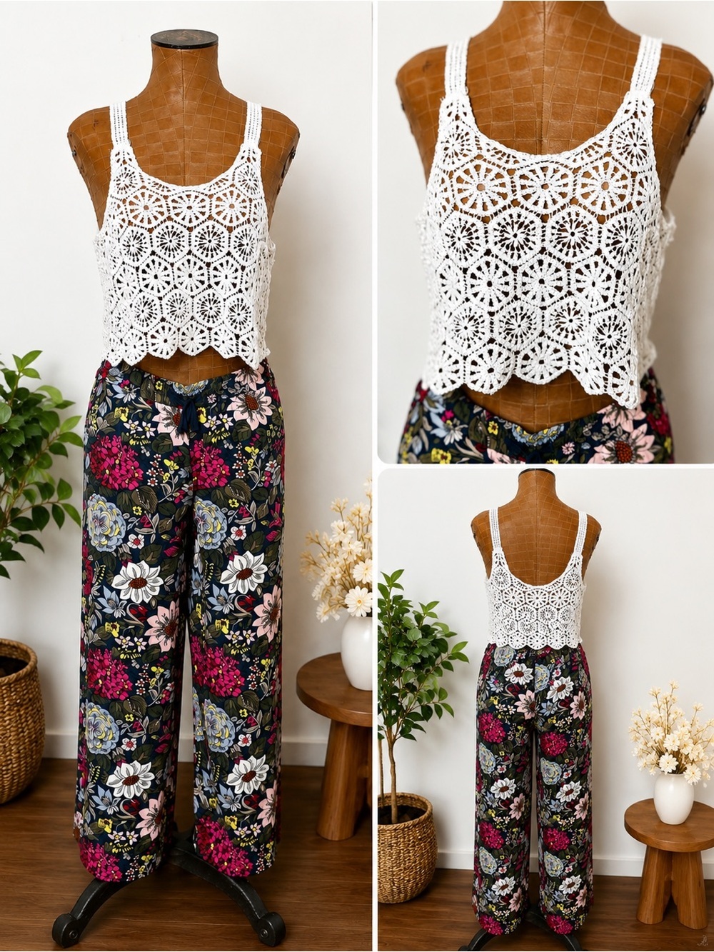 NWT White Crochet Lace Tank Top Boho Festival